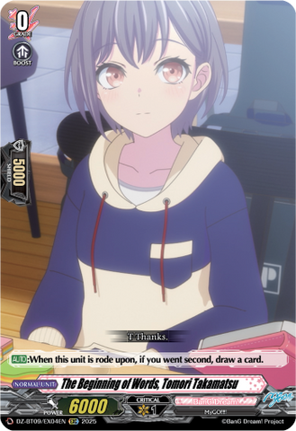The Beginning of Words, Tomori Takamatsu - Cardfight Vanguard EXC Card Image