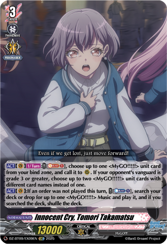 Innocent Cry, Tomori Takamatsu - Cardfight Vanguard EXC Card Image