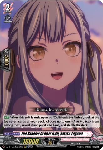 The Resolve to Bear It All, Sakiko Togawa - Cardfight Vanguard EXC Card Image